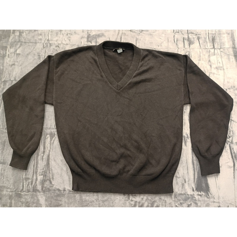 Andrew Rohan Men's Dark Grey V Neck‎ Long Sleeve Sweater Made in USA Size L